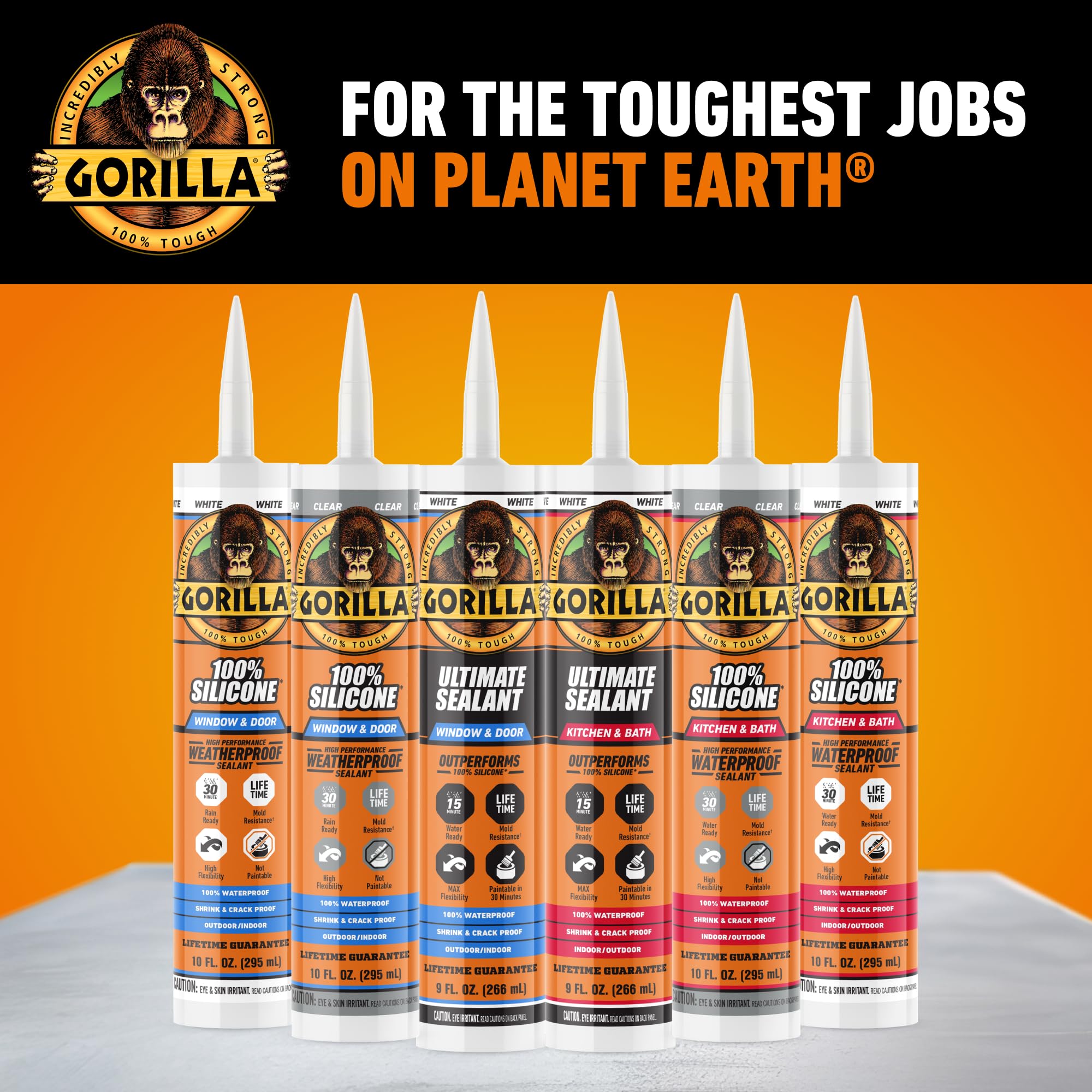 Gorilla 100% Silicone Sealant Caulk Window & Door, 10 Ounce Cartridge, White - Image 9