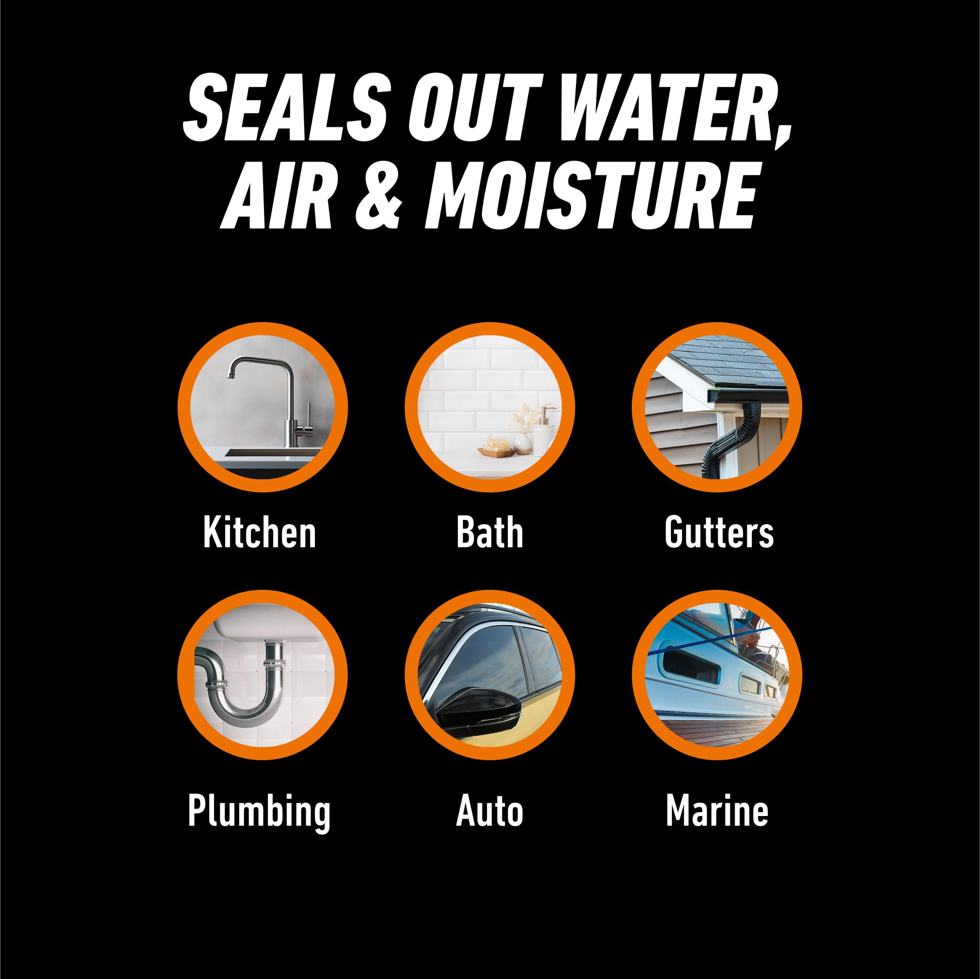 Gorilla 100% Silicone Sealant for Kitchen and Bathroom, 10 oz Cartridge, Clear - Image 4