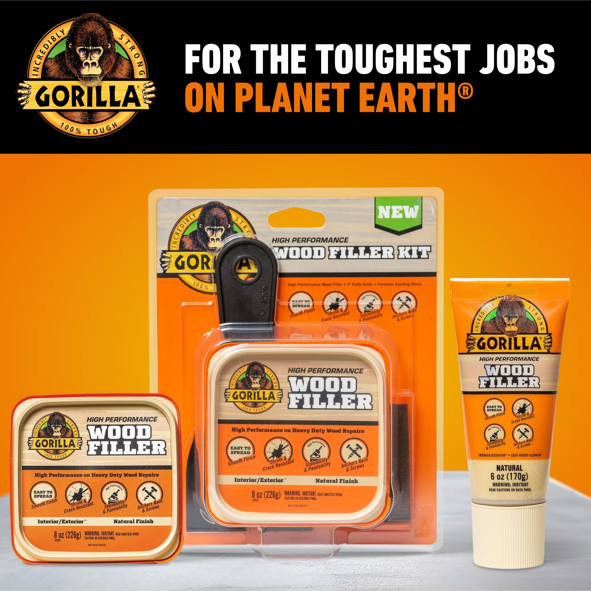 Gorilla All Purpose Wood Filler, Natural Color, 6 Ounce Tube (Pack of 1) - Water Resistant for Indoor or Outdoor Projects and Repairs - Image 8