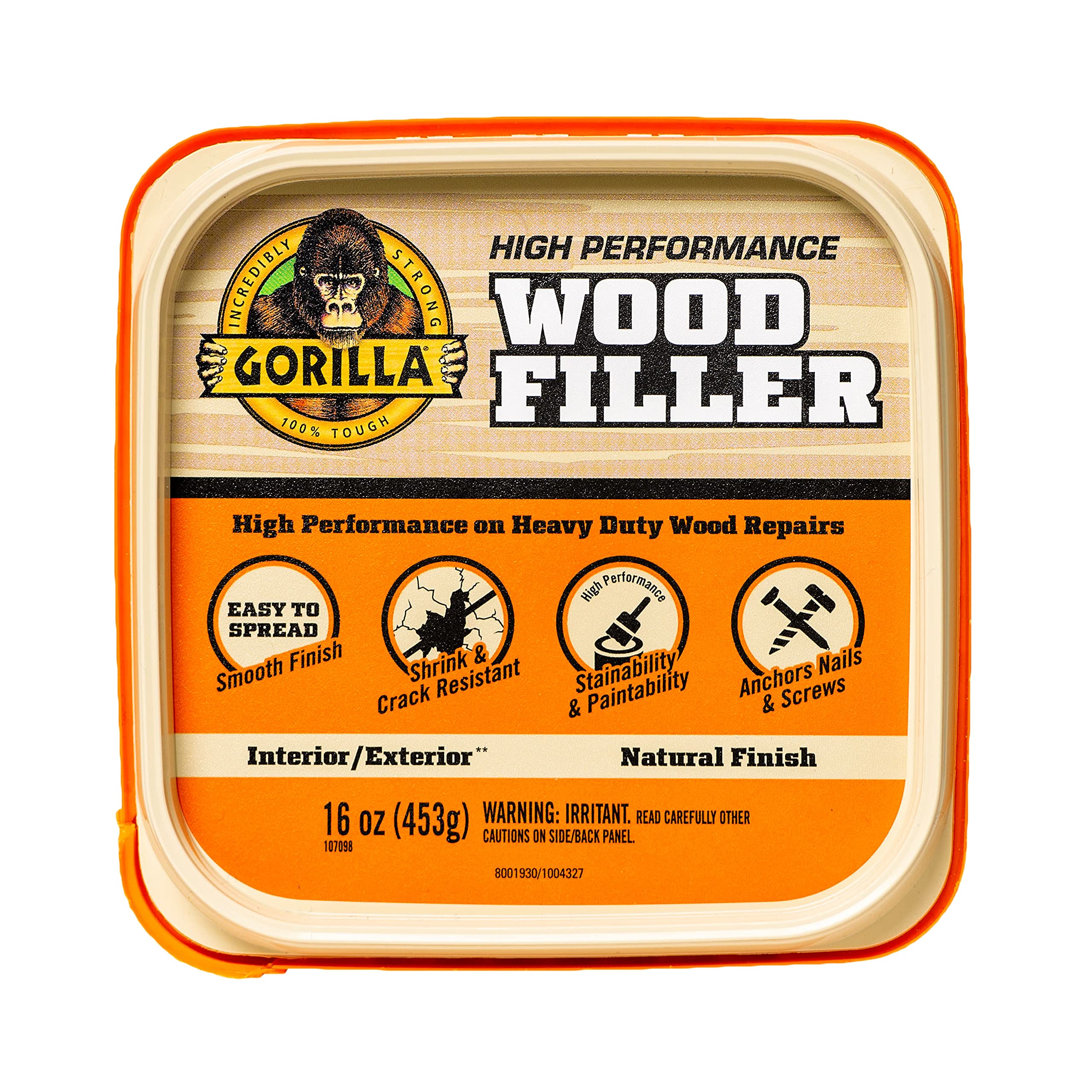 Gorilla All Purpose Wood Filler, Natural Finish, 16 Ounce Tub (Pack of 1) - Water Resistant for Indoor or Outdoor Projects and Repairs - Image 9