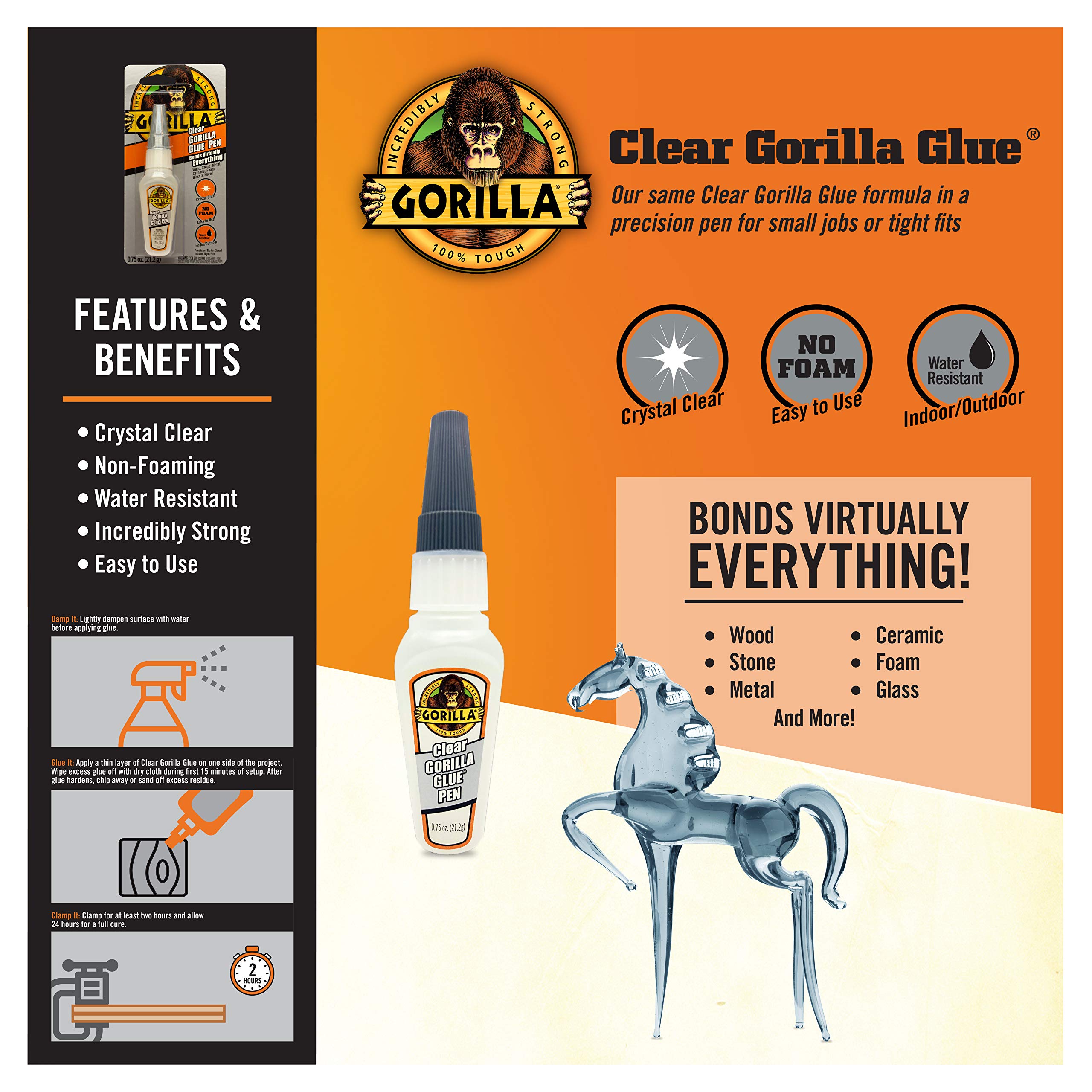 Gorilla Clear Glue Pen, 0.75 Ounce, (Pack of 6) - Image 4