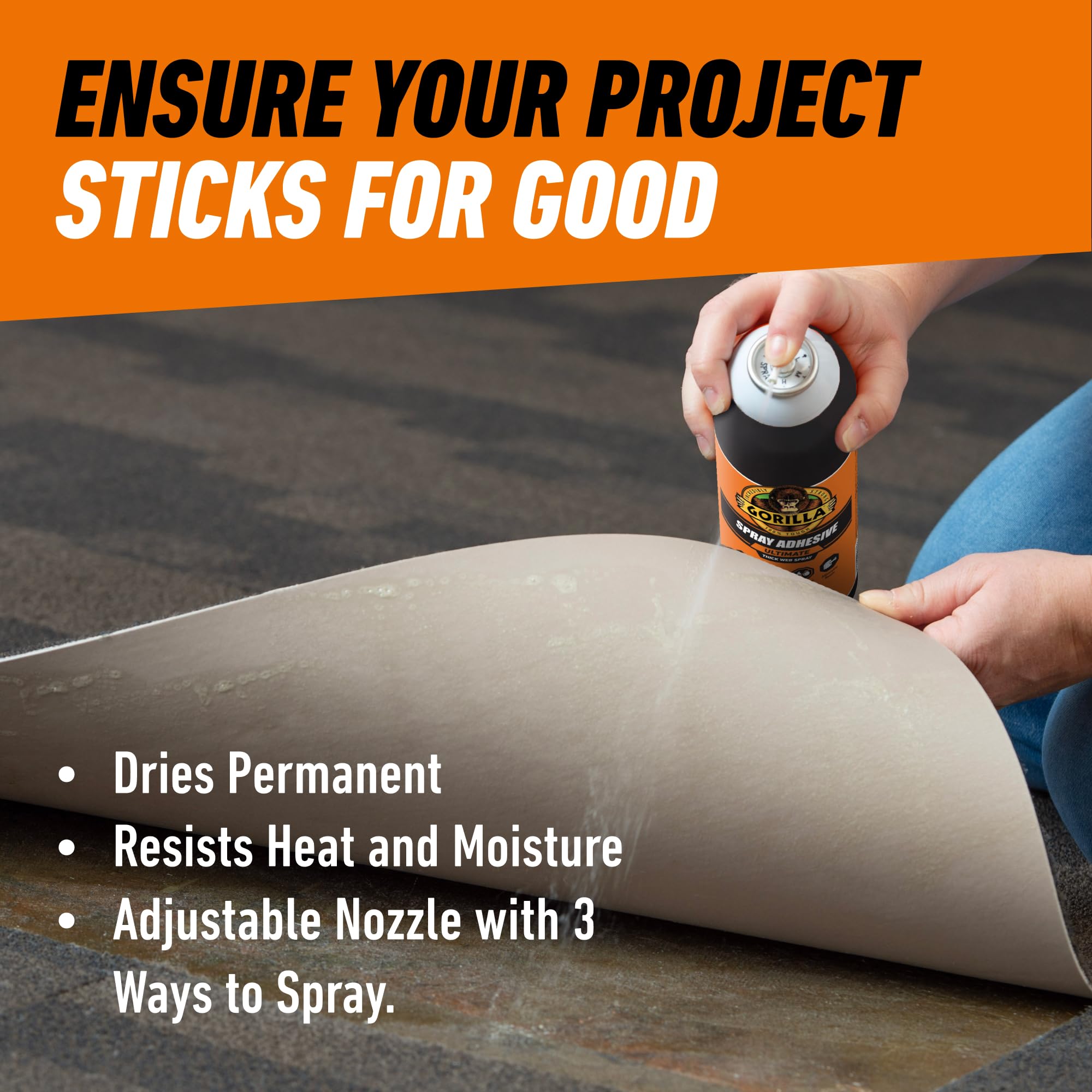 Gorilla Contact Adhesive Ultimate, 12.2oz Web Spray Adhesive, White, (Pack of 1) - Image 4