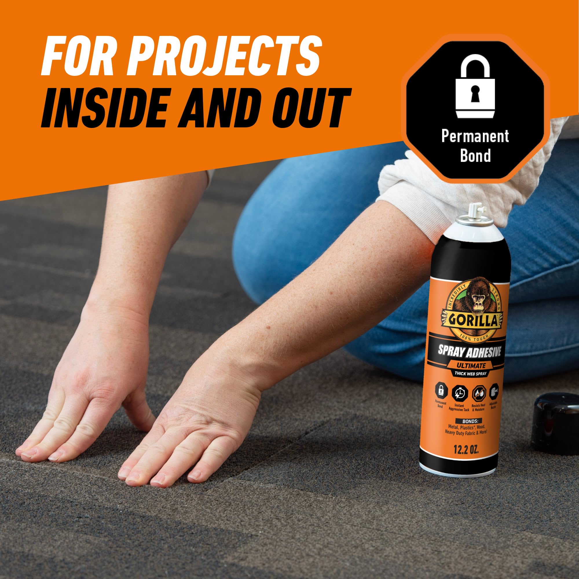 Gorilla Contact Adhesive Ultimate, 12.2oz Web Spray Adhesive, White, (Pack of 1) - Image 5