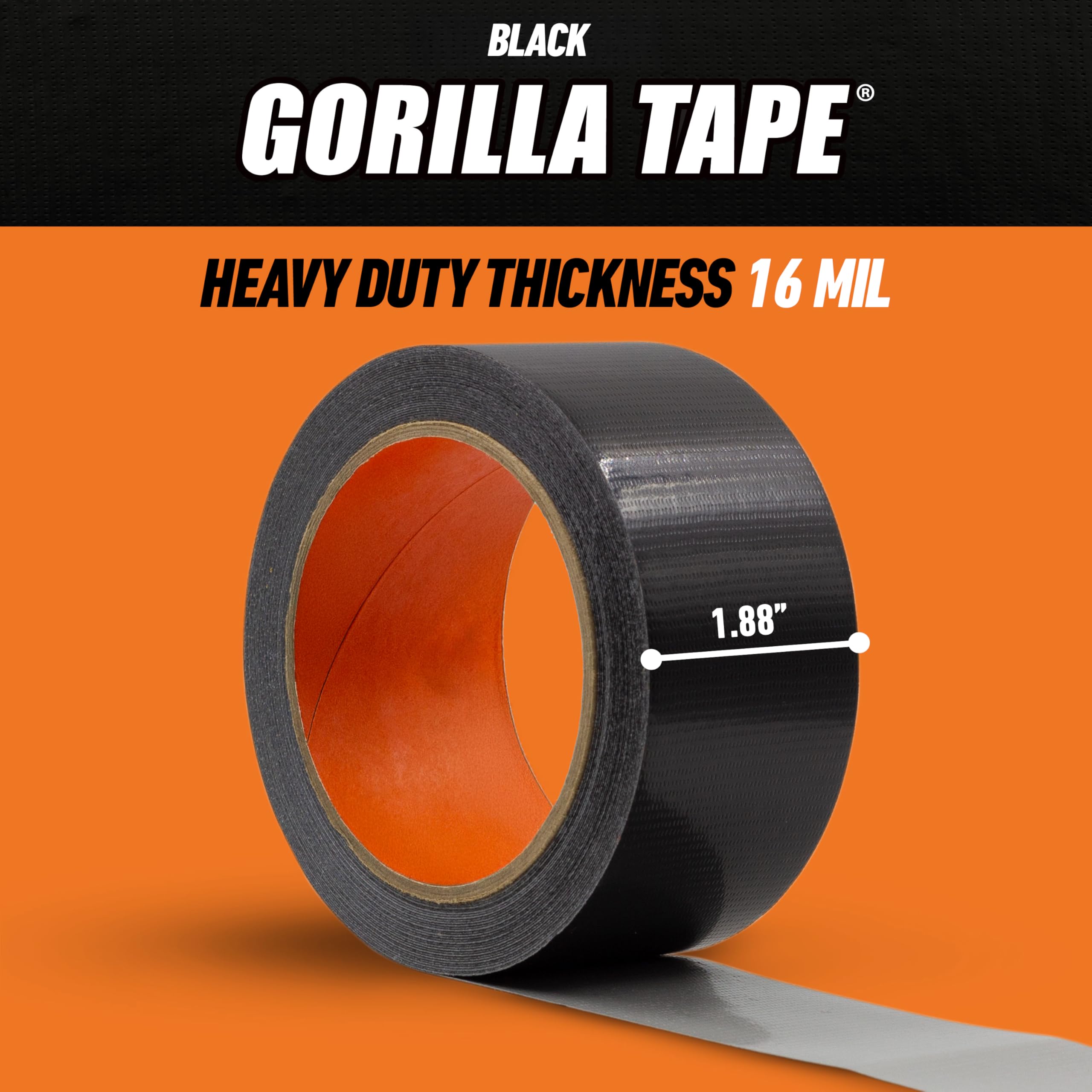 Gorilla Duct Tape, Black Tape, 1.88" x 35 yd (Pack of 1) - Heavy Duty and Weather Resistant for Indoor or Outdoor - Image 6