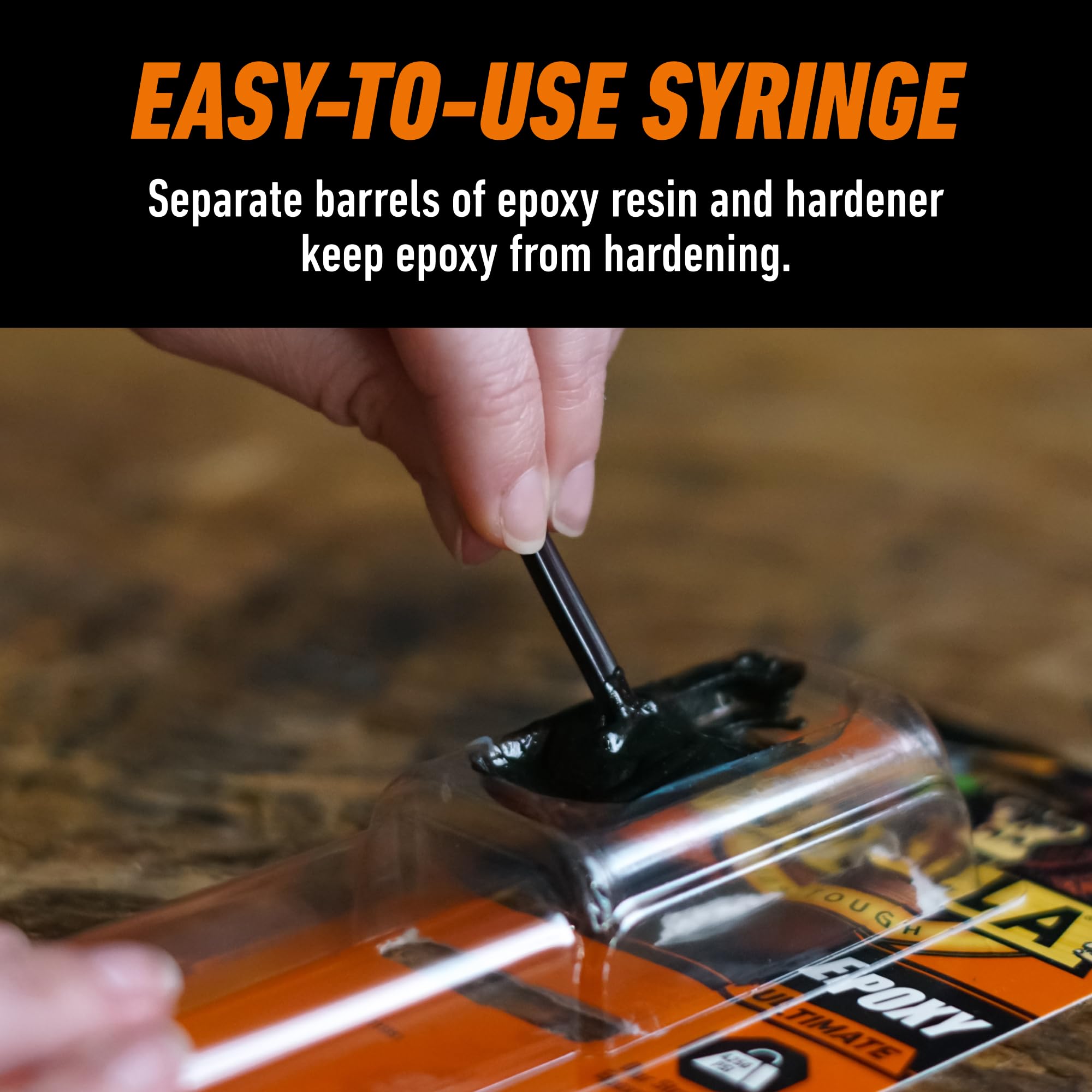 Gorilla Epoxy Ultimate, Waterproof, 10 Minute Set, Permanent Bond, Dries Black, 0.85oz Syringe (Pack of 1) - Image 4