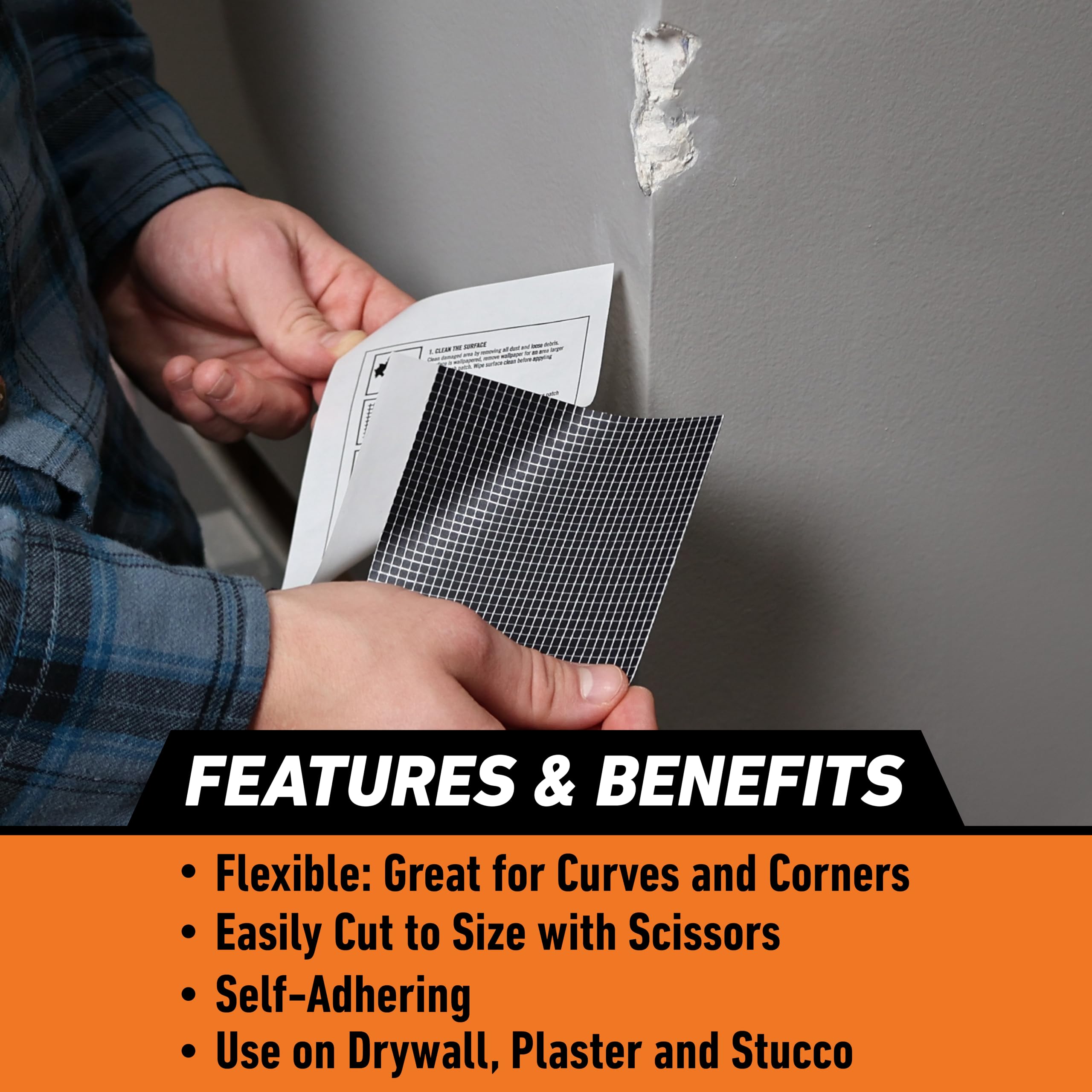 Gorilla Flexible Wall Repair Patch, 4”x 4”, (Pack of 1) – Durable, Professional Looking Repairs on Walls & Ceilings - Image 3