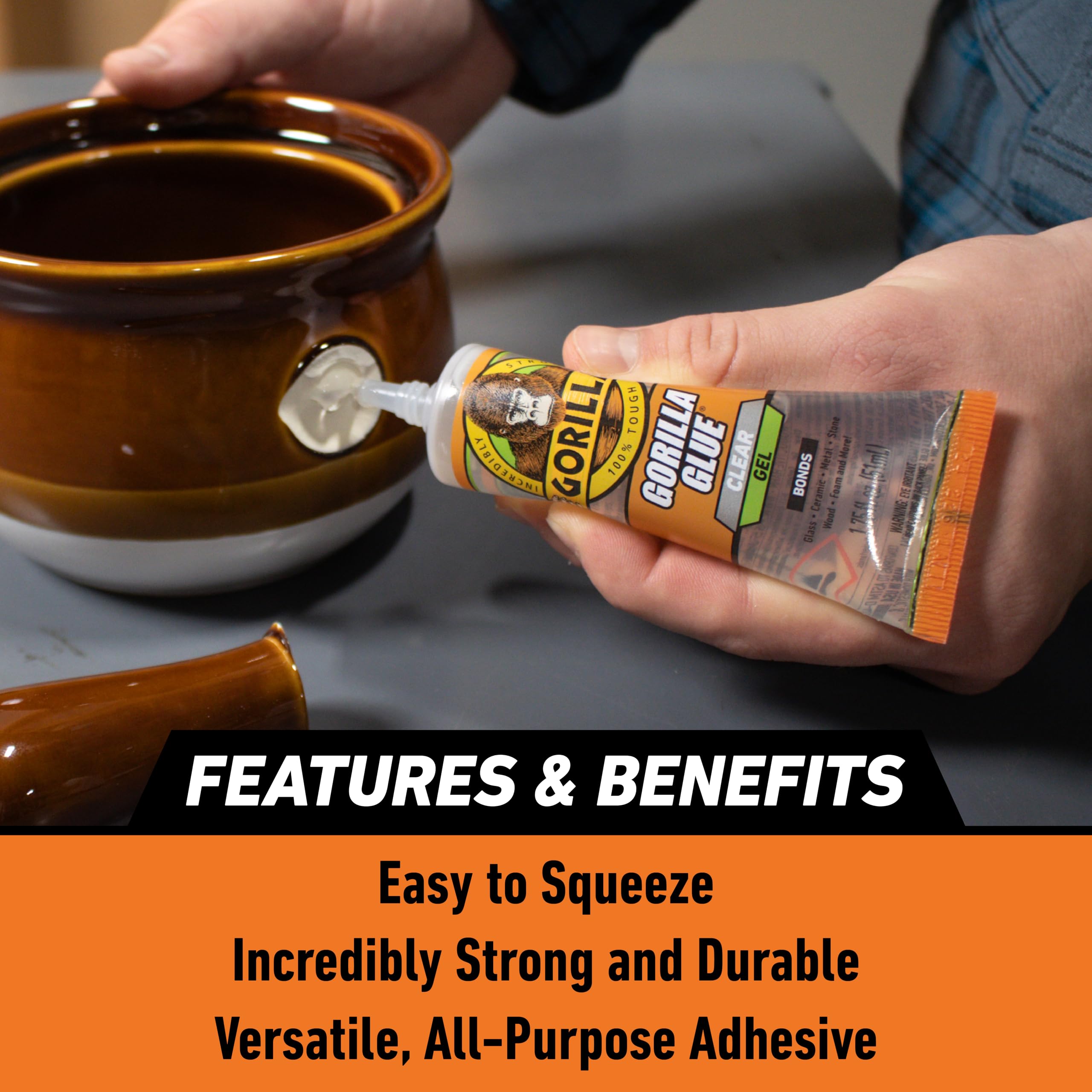 Gorilla Glue Clear Gel, 1.75fl.oz. Tube, (Pack of 1) - Image 4