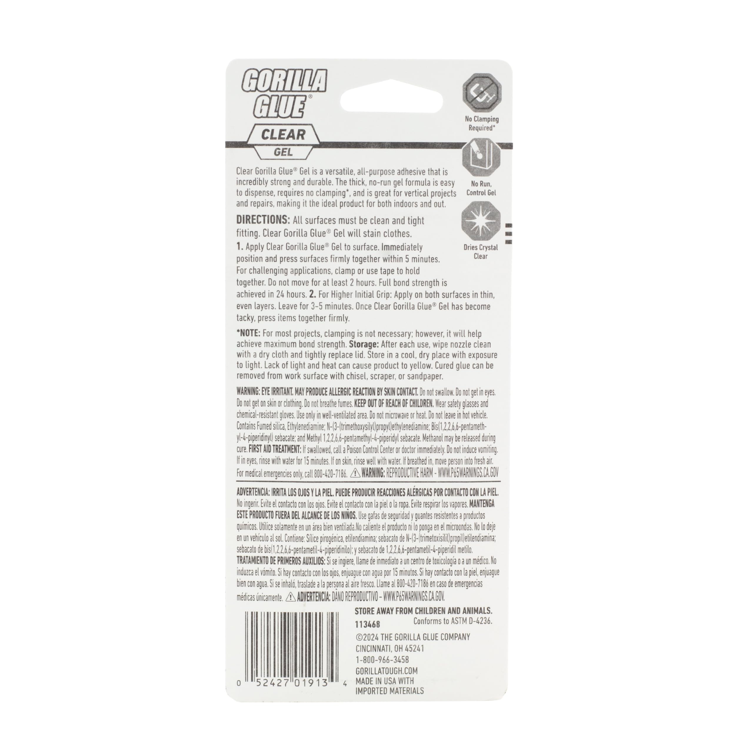 Gorilla Glue Clear Gel, 1.75fl.oz. Tube, (Pack of 1) - Image 7