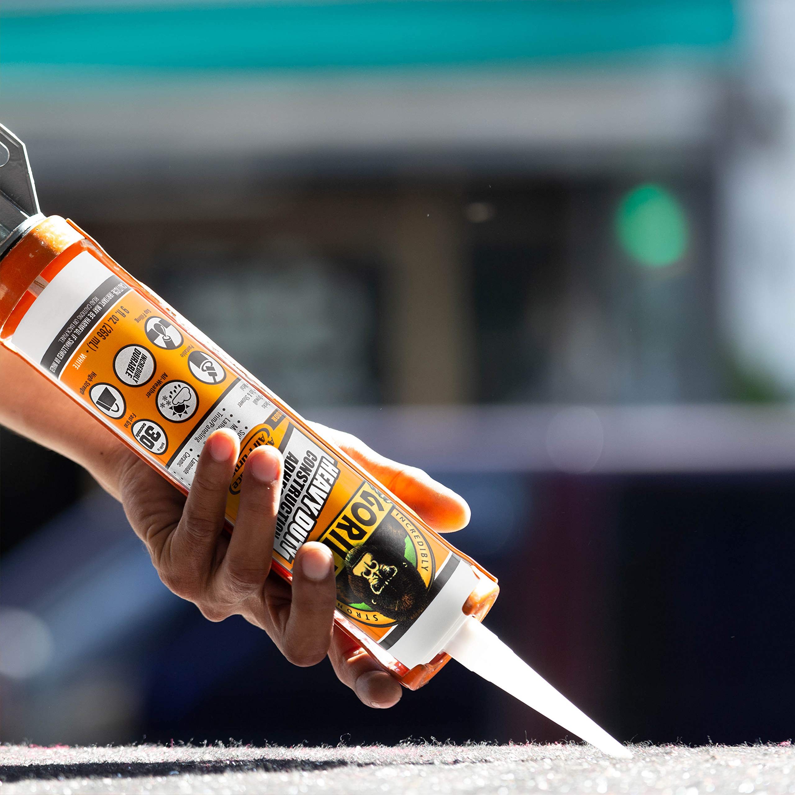 Gorilla Heavy Duty Construction Adhesive, White Glue, 9 Ounce Cartridge (Pack of 1) - Gap Filling and Waterproof - Image 5