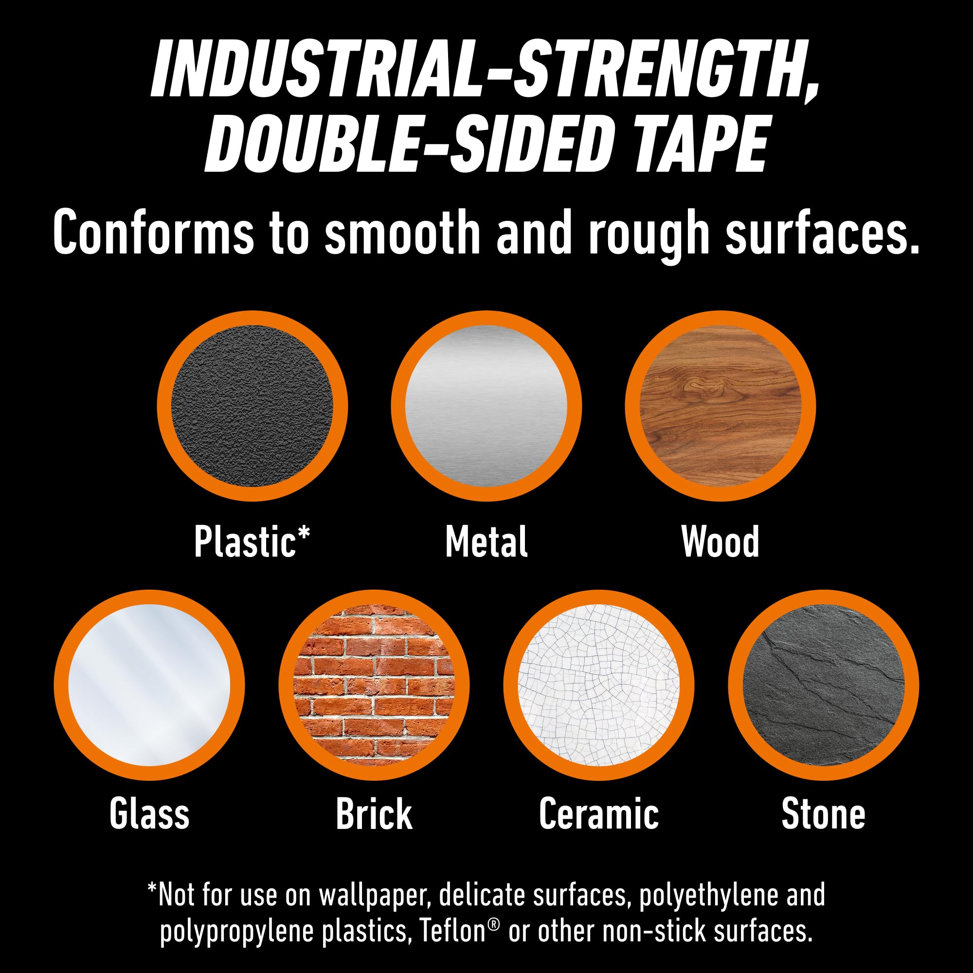 Gorilla - Heavy Duty Double Sided Mounting Tape, Weatherproof, 1" x 60", Black, (Pack of 12) - Image 3