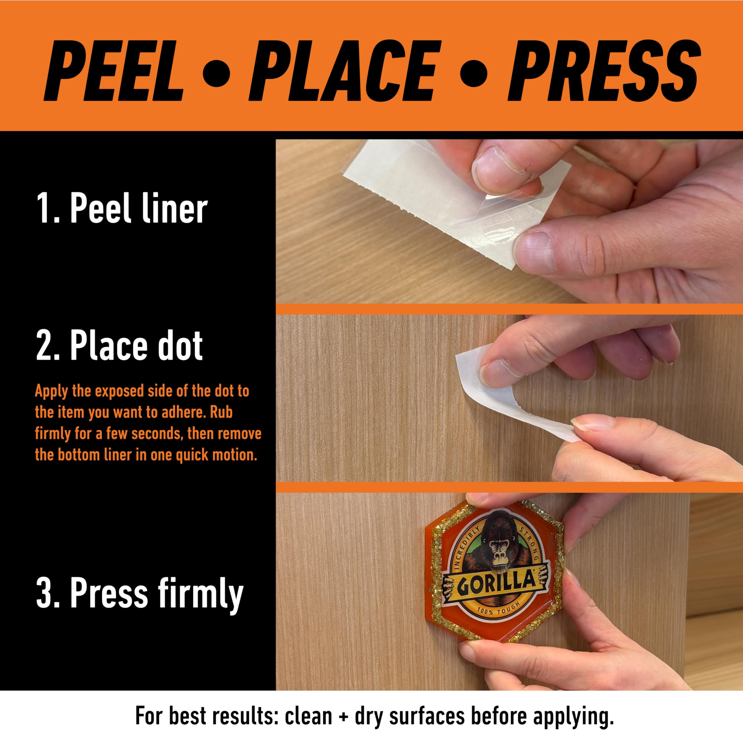 Gorilla Permanent Adhesive Dots, Double-Sided, Clear, 0.5" Diameter, 150 Pieces (Pack of 1) - No Mess, Photo Safe - Image 5