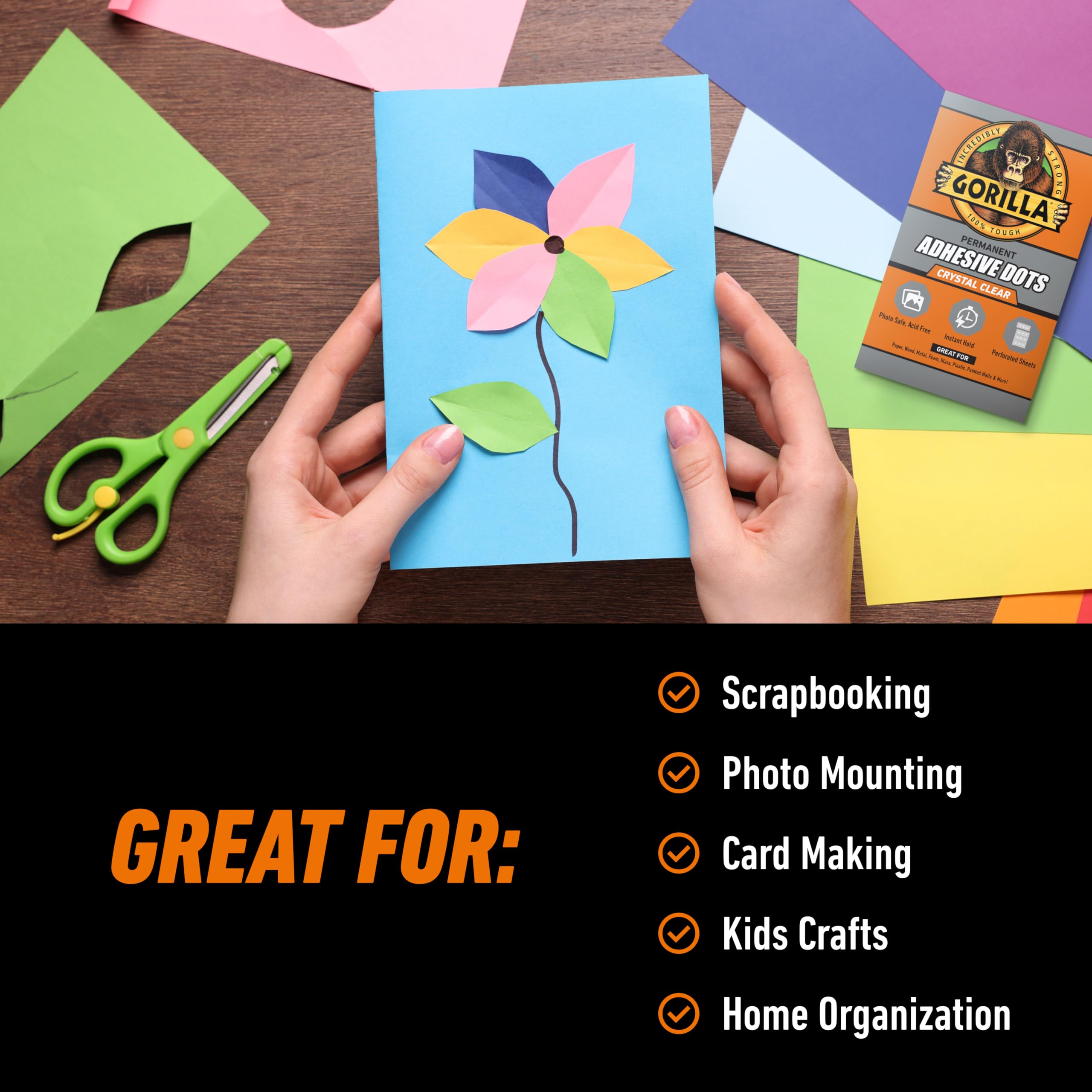 Gorilla Permanent Adhesive Dots, Double-Sided, Clear, 0.5" Diameter, 150 Pieces (Pack of 1) - No Mess, Photo Safe - Image 6