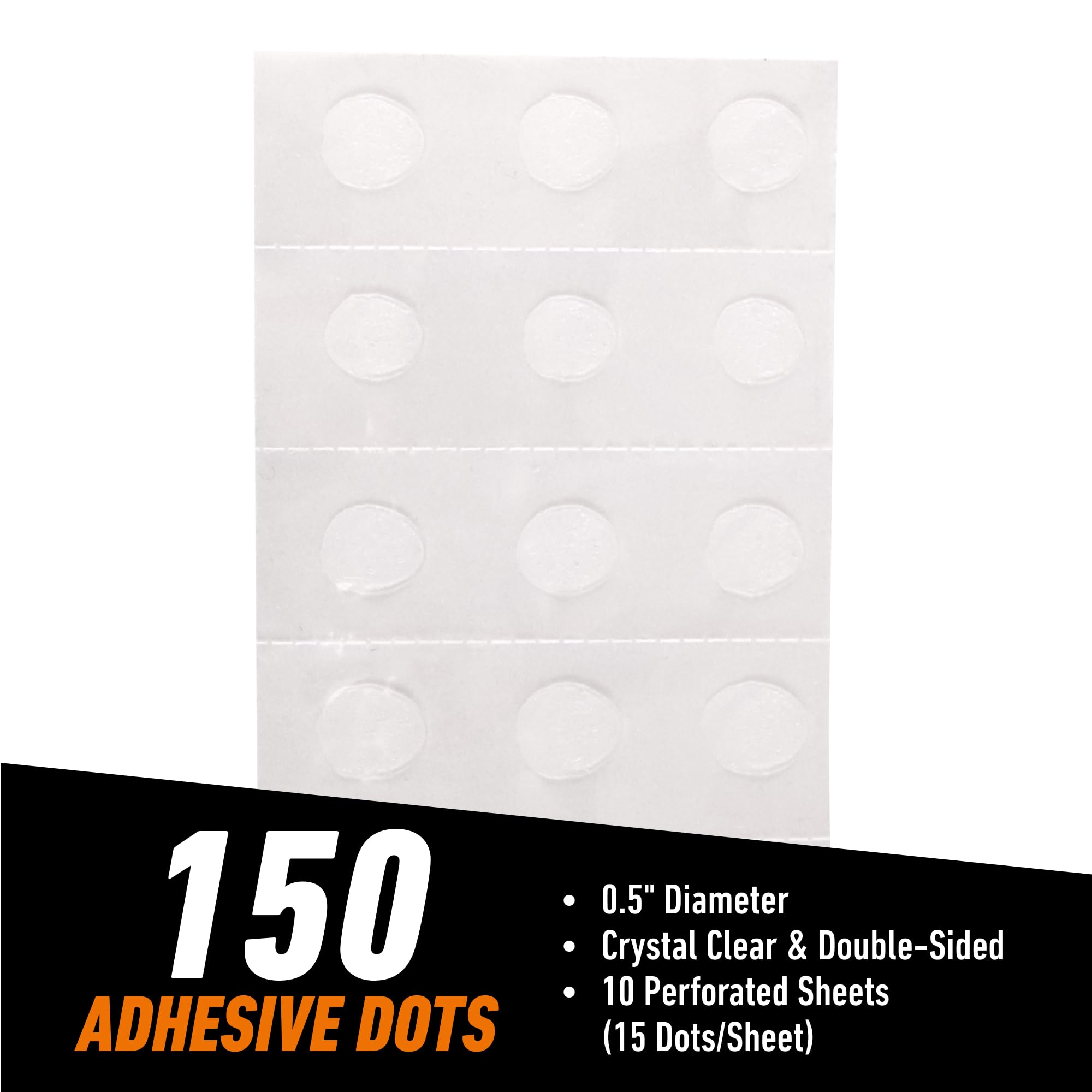 Gorilla Permanent Adhesive Dots, Double-Sided, Clear, 0.5" Diameter, 150 Pieces (Pack of 1) - No Mess, Photo Safe - Image 7