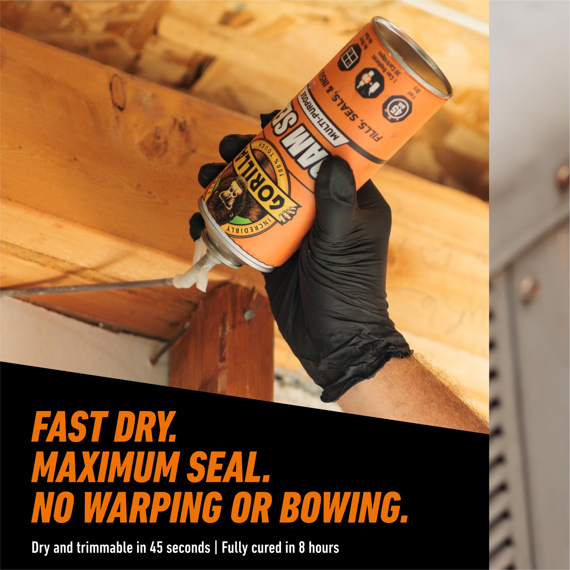 Gorilla Spray Foam Sealant, Light Gray Color, 12 Ounce (Pack of 2) - Multi-Purpose Expanding Foam, Polyurethane Spray, Fills Gaps & Cracks - Image 4