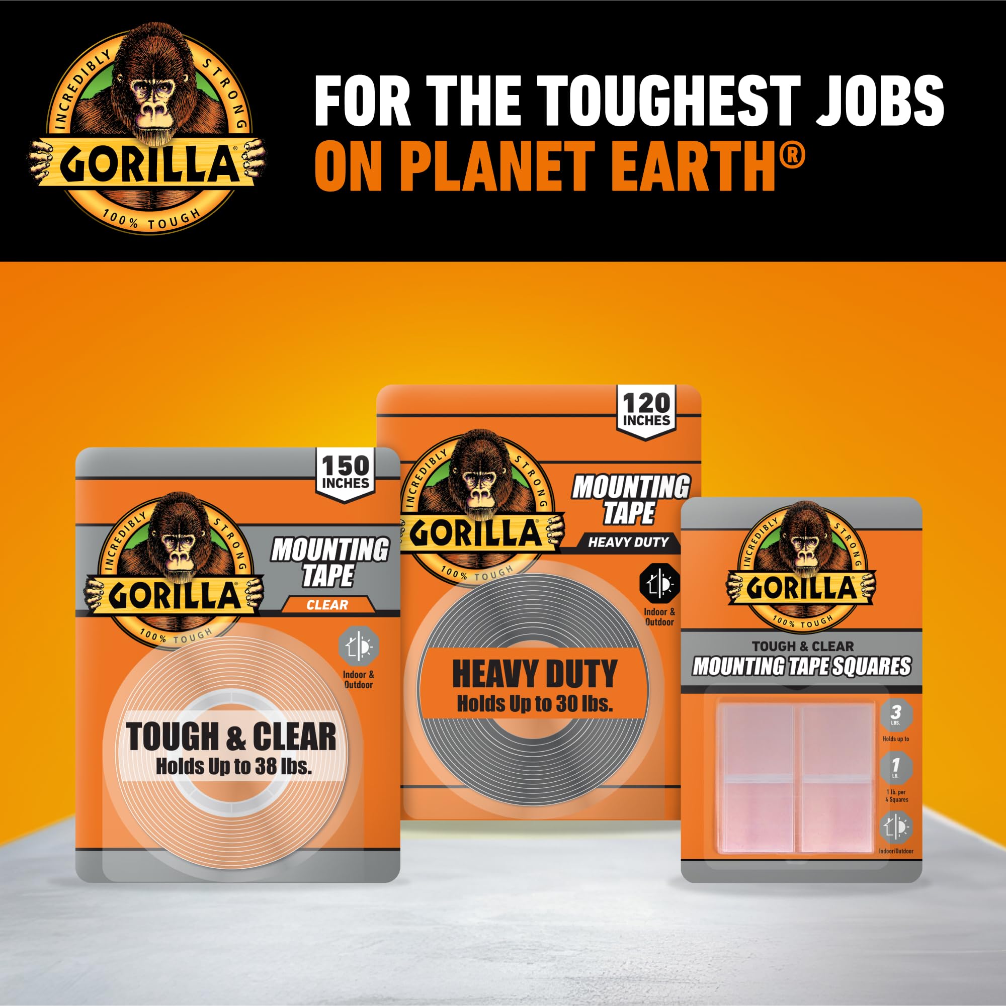 Gorilla Tough & Clear Double Sided Mounting Tape, Clear Tape, 1" x 150" (Pack of 12) - Weatherproof for Indoor or Outdoor - Image 8