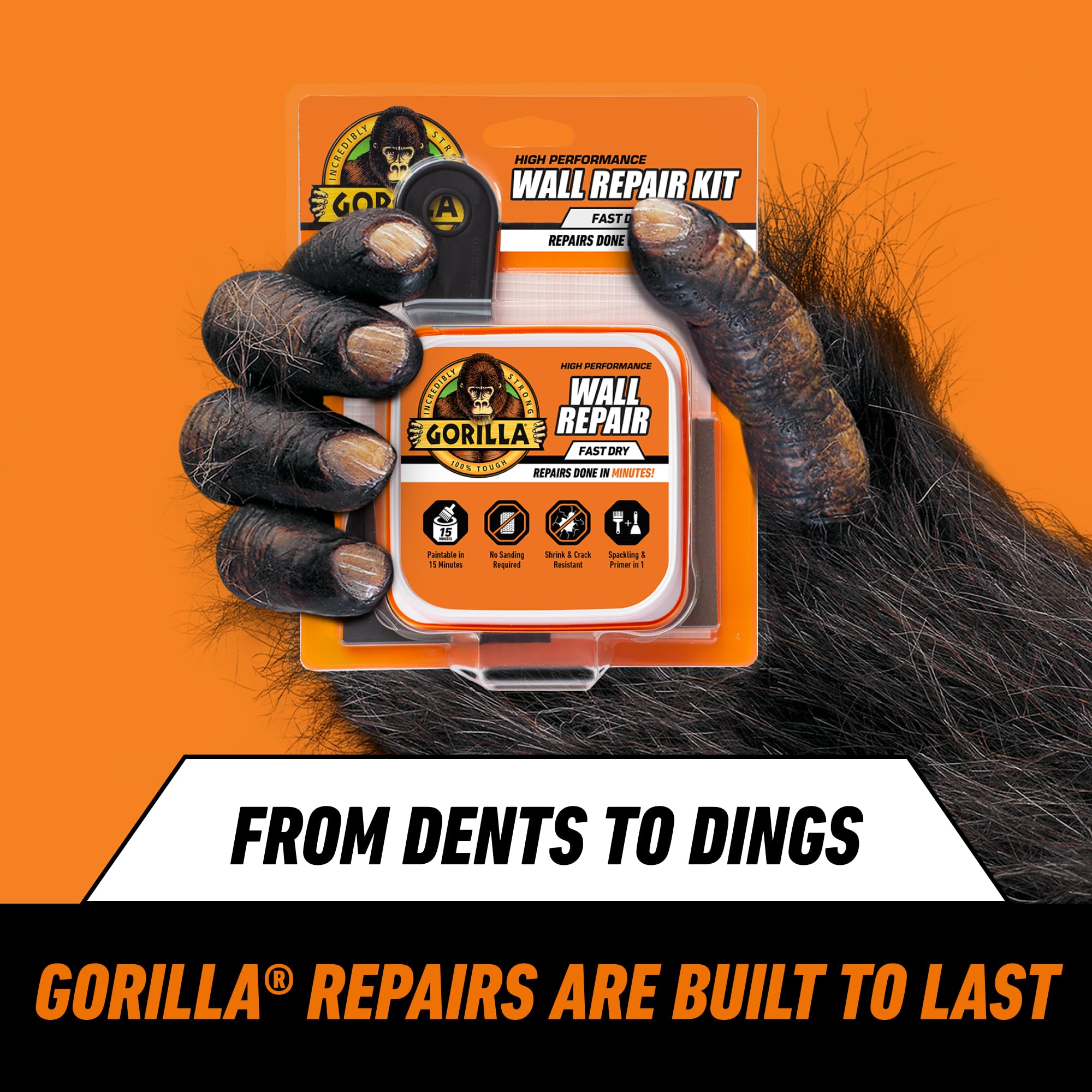 Gorilla Wall Repair Kit Featuring Gorilla Heavy Duty Wall Repair Spackling + Primer White - Image 7