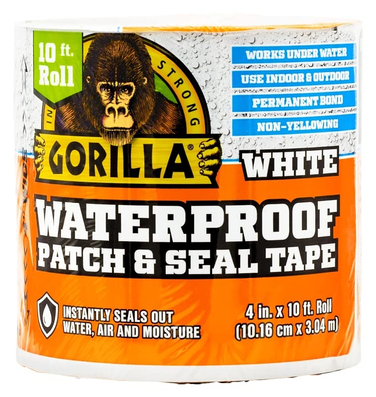 Gorilla Waterproof Patch & Seal Tape, White Tape, 4" x 10' (Pack of 1) - Permanent Weather Resistant Seal for Leaks and Repairs - Image 9